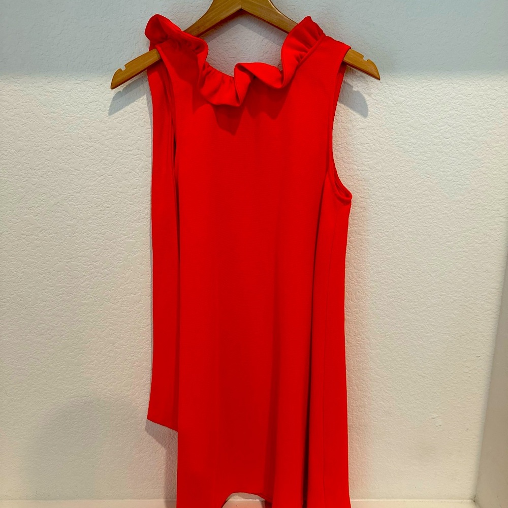 Do + be Sz S orange dress with ruffle collar and tie closure